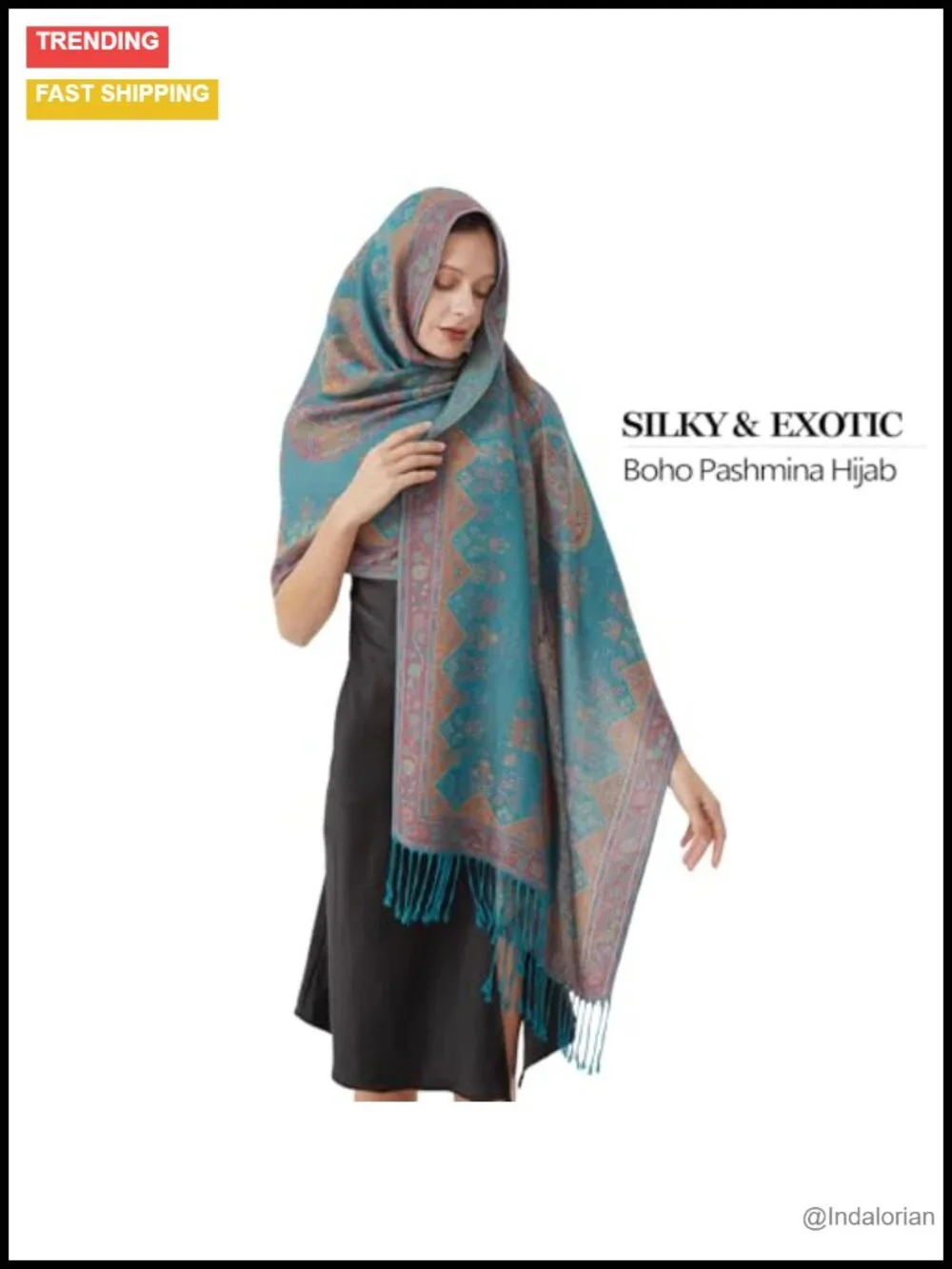 Paisley Pashmina Shawl Scarf - Reversible Ethnic Jacquard Wrap for Travel